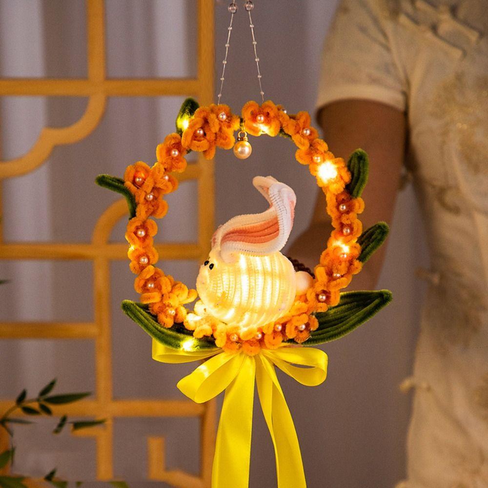 DIY Material Bag Bell Flower Lantern Chinese Style DIY Mid-Autumn Glowing Lantern  Toy