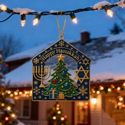 Happy Hanukkah Christmas Tree Ornament Acrylic Jewish Chanukah Christmas Ornaments Spiritual Gifts for Men Women Adults