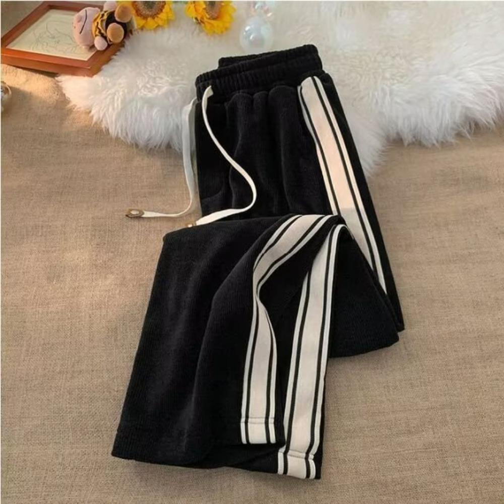 Trendy Corduroy Men's Pants Loose-fit Casual Style American Vintage Fleece-lined Sweatpants Autumn Season