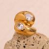 MamacitaSlay Unique Stainless Steel Zircon Ring Suitable For Women's Exaggerated Waterproof Jewelry 18K Gold Plated Ring Gift