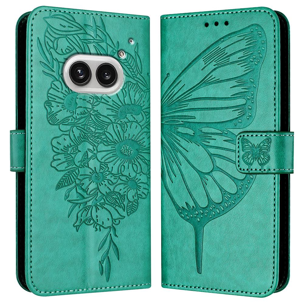 For Nothing Phone (2a) Plus/Phone (2a) Wallet Case with Wrist Strap Butterfly Imprint Leather Phone Cover
