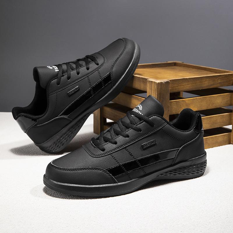 Men's Plus Size Waterproof Leather Skate Shoes: Soft Sole, Non-Slip Casual Sneakers for Spring and Autumn