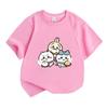 Kids Boys Girls 100% Cotton Crew Neck Short Sleeve T-Shirt, Cute Chibi Cartoon Three Friends Print Casual Soft Breathable Tee for Daily Play Wear, Lov