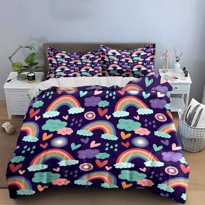 Colorful Rainbow-Themed Bedding Set Exquisite Three-Piece Bedding Set Gift For Kids And Adults