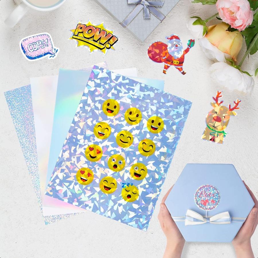 20 Sheets Holographic Sticker Paper for Inkjet and Laser Printer 8.5x11 Inch Printable Vinyl Holographic Sticker Paper SelfAdhe