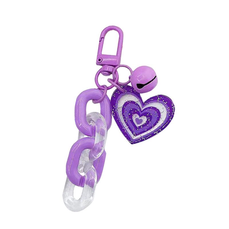 1PC Car Keychain Small Fresh Pendant Bag Hanging Jewelry Colourful Bell Creative Love Chain Keychain Double Layer