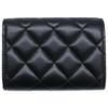 CHANEL AP3808 Matelassé Lambskin Pearl CC Logos Small Flap Wallet Tri-fold wallet (with Coin Pocket) Black/GDHardwareUsed
