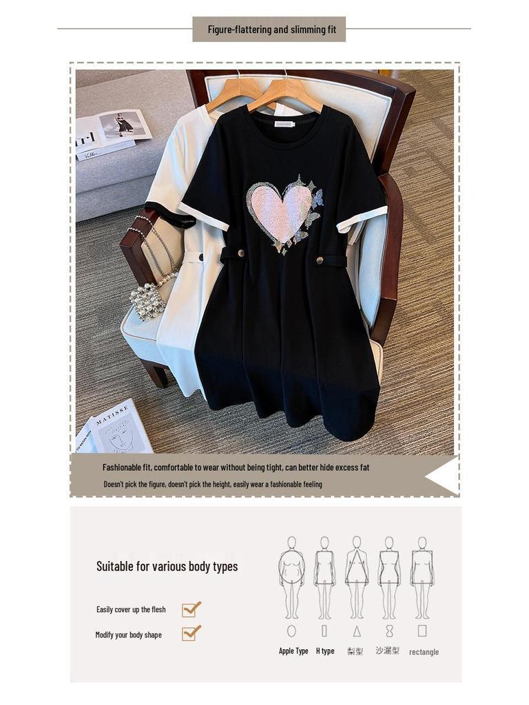 Plus Size Women's Summer Slimming Mid-Length Loose Dress