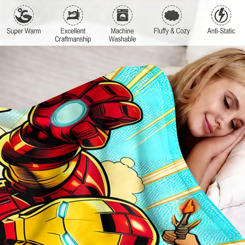 Marvel Iron Man Captain America Thor Flannel Throw Blanket Gift For Marvel Fans Boys Summer Nap Throw Sofa Bed Travel Blanket