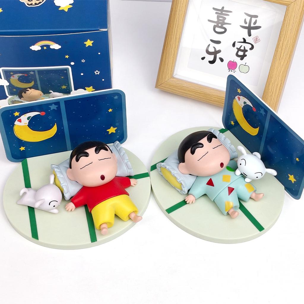 New Anime Crayon Shin-chan Action Figure PVC Collection Nohara Shinnosuke Sleep Handmade Model Kids Charm Hobby Toys
