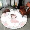 Cartoon Ballet Girl Fairy Ballerina Flower Round Carpet for Living Room Child Girls Bedroom Decor Area Rug Non-slip Floor Mat