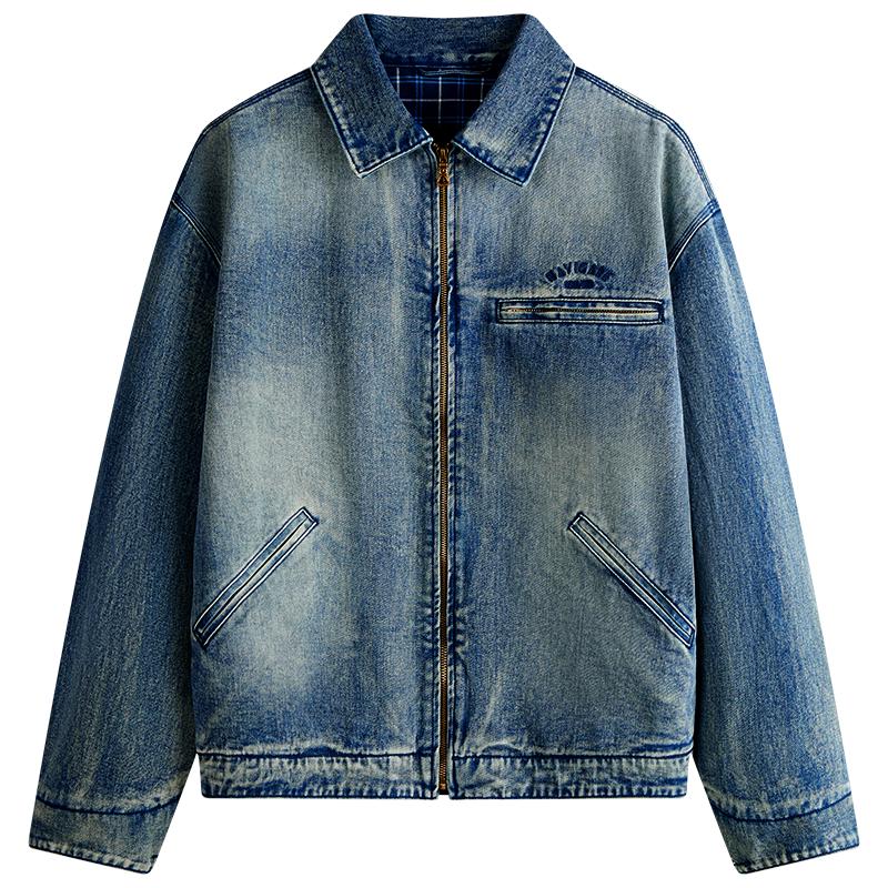 

NVG.YOUNG Men s Washed Lapel Denim Jacket M