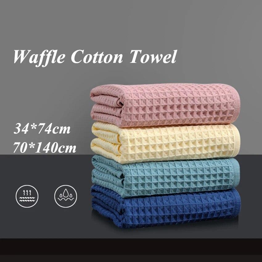 Waffle Cotton Bath Towel Soft Honeycomb Strong Absorbent Face Shower Towels for Adults Kids Home Bathroom Shower Spa Swim 34*74/70*140cm