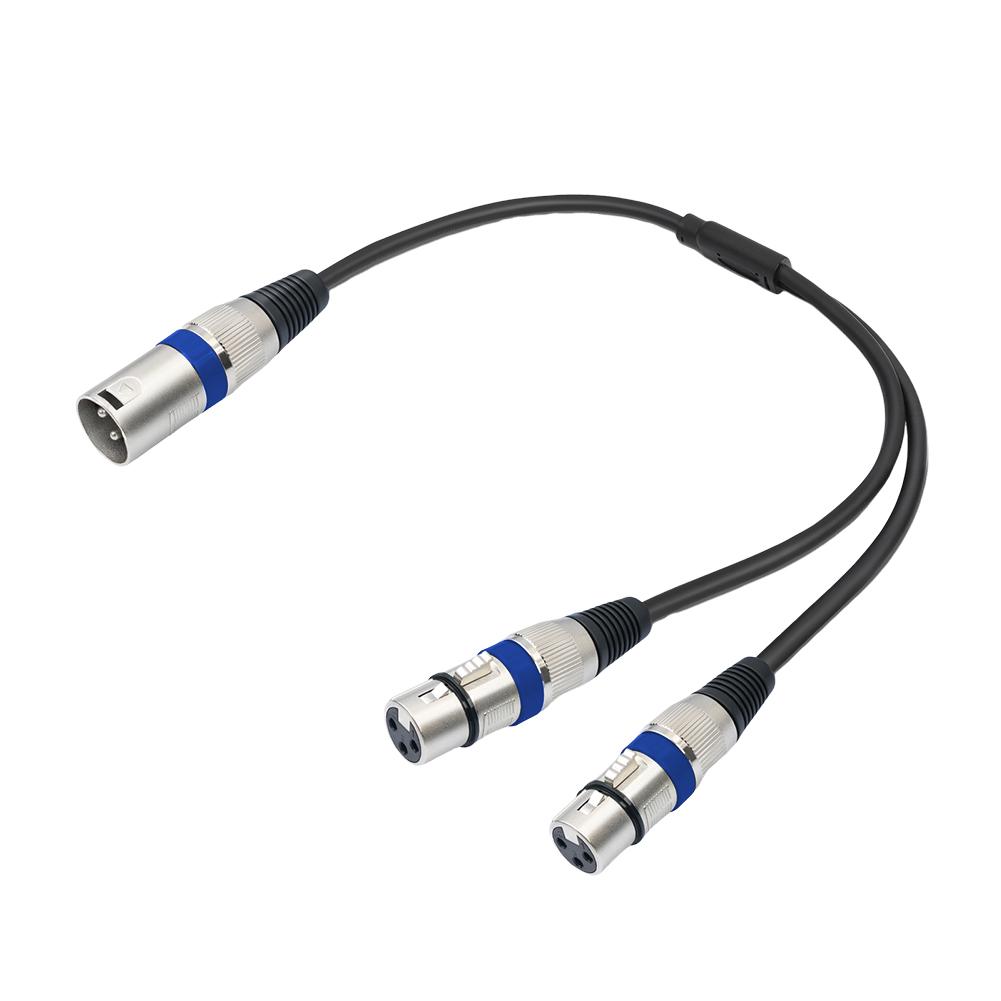 1.5ft/0.5m XLR Male To Dual XLR Female Y Splitter Mic Cable 3 Pin XLR Male To Dual XLR Female Patch Y Cable