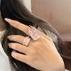 Adjustable Enamel Drip Oil Ring Zinc Zinc Alloy Pink Opening Ring Bowknot Finger Ring  Festival Ornaments