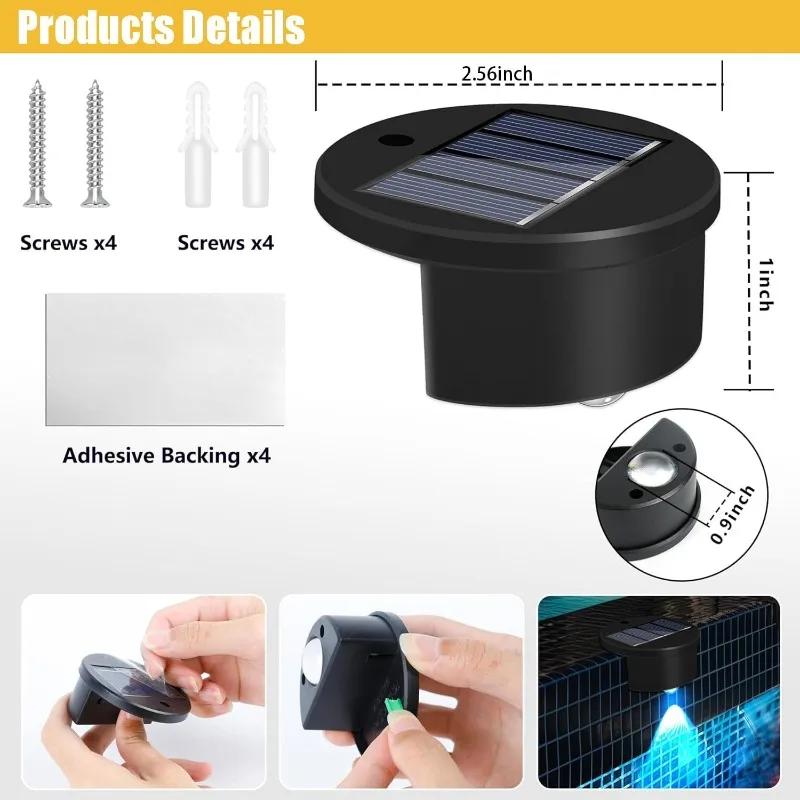 Solare Pool-Seitenleuchten Bunte Solarlichter für Einbaupools Kabellose Automatikschaltung Zubehör für Aufstellpools