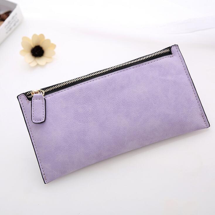 Long PU Leather Women Girl Purse Wallet Mobile Thin Zip Handbag with Card Holders