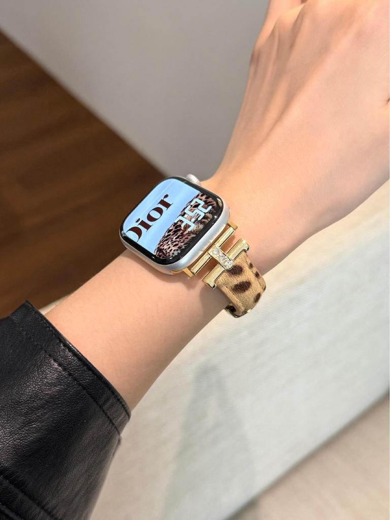 Leopard Suede Butterfly Buckle Watch Band for Apple Watch (S10, 87)