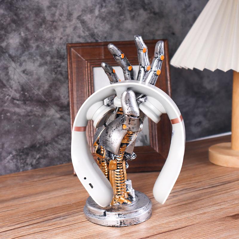 Cyberpunk Mechanischer Arm Harz Roboterhand Skulptur – Headset & Gamepad Handyhalter, Schreibtischdekoration