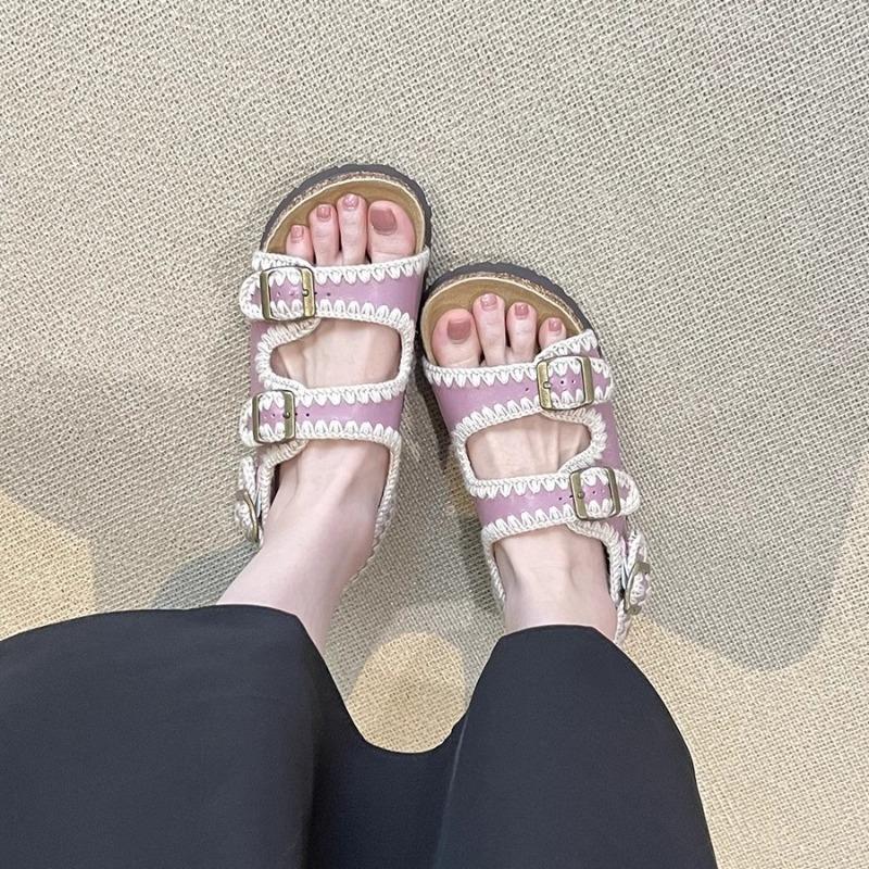 Version platform belt buckle casual open-toed sandals wear retro one-pedal beach shoes