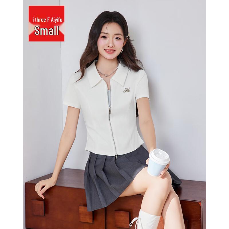 IEF Women s Petite Slim Fit Lapel Short Sleeve T-shirt XS
