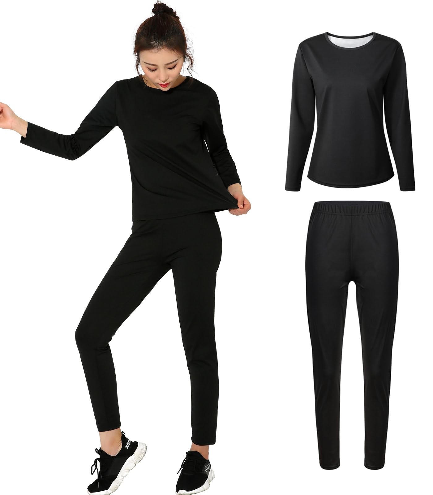 

Shuanau Сауна Верх и Низ Тяжелый Вес Жир Плюс Круглый Вырез Женский Костюм, Комплект, Похудение, Спортивная одежда, Бег, Комплект из 2 предметов, Стираемый, Потоотделение, Потеря, чёрный