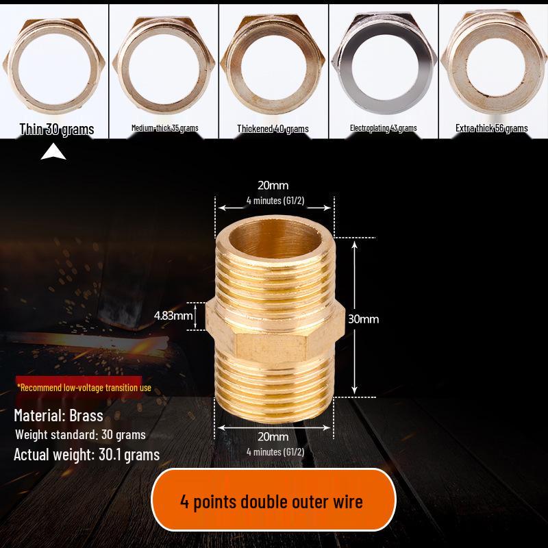 All-Copper Male Thread Direct Coupling, Short To Extended Thread, 4-Point To 6-Point, 1-Inch Inlet Pipe Reducing Joint