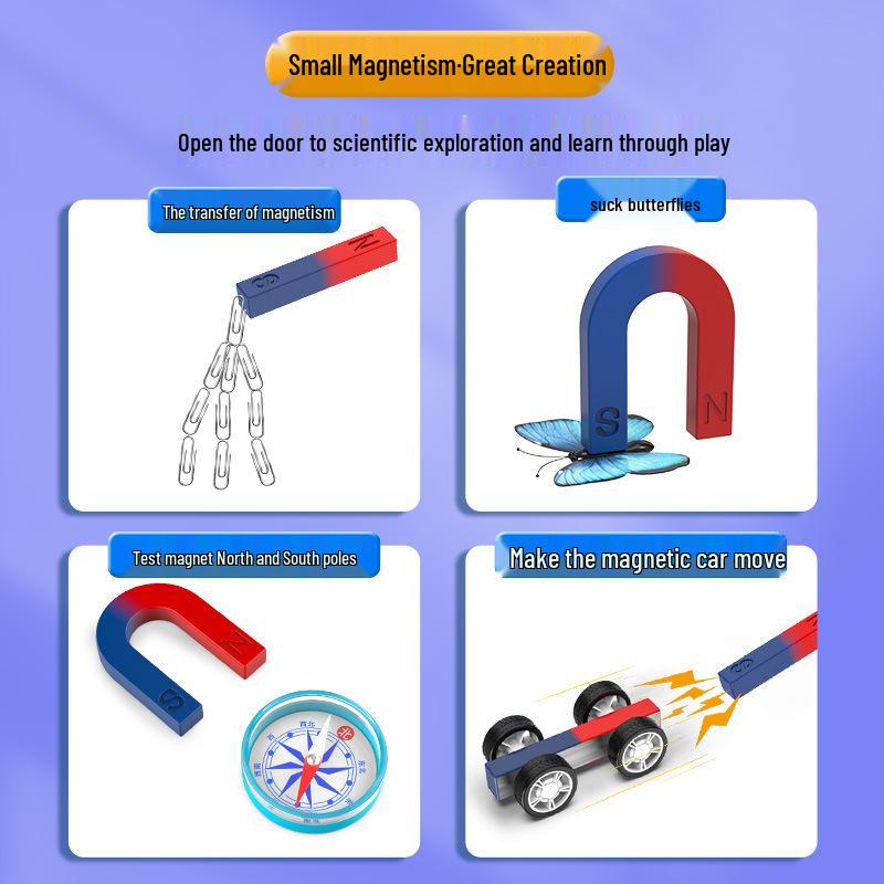 Science Magnet Set for Grades 1-2: Iron-Attracting Magnets, Compasses, and Experiment Tools