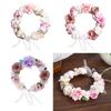 Rose Wreath Floral Garland Colorful Hanging Fake with Ribbon Bridesmaid for Bride Headband