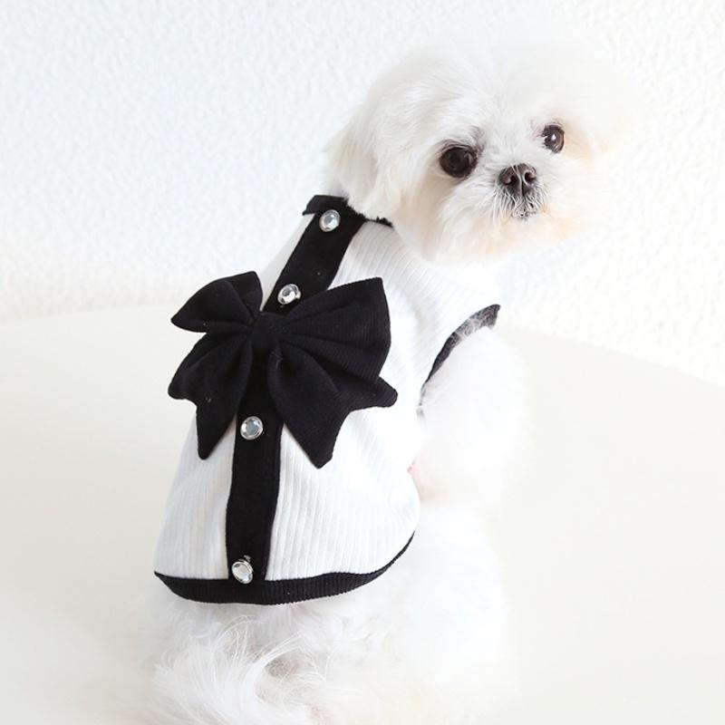 Luxury Dog Dress for Small Dogs Spring Dog Clothes Black Bow Pet Puppy Vest Cat Princess Skirt Chihuahua Bichon Pet Dog Apparel