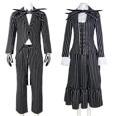 Pánský kompletní kostým Jacka Skellingtona The Nightmare Before Christmas Kostým kostlivce Halloweenský cosplay