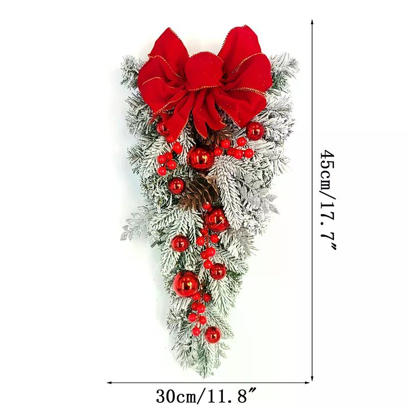 45CM Festive Christmas Wreath Pendant Available with/without Light for Home, Door, Window, and Stairs Party Decor