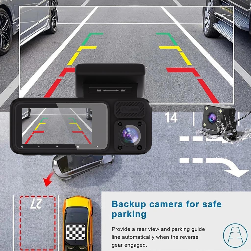 3 Channel Dash Cam for Car 1080P Video Recorder WIFI APP Dashcam Car DVR Front and Rear View Camera Night Vision car accessory