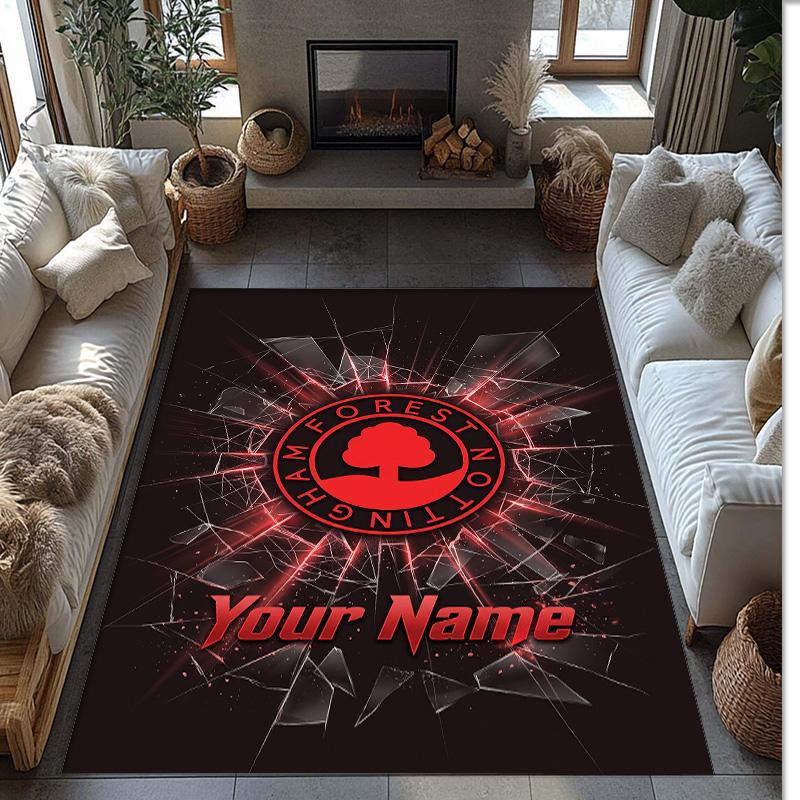Nottingham Forest FC Printed Crystal Velvet Rug Non‑Slip Crystal Velvet Carpet For Sofa Bedroom Indoor Home Decoration