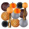 12Pcs Halloween Party Decorations Honeycomb Pumpkin Ball Lanterns Paper Fan Hanging Ornaments Indoor Outdoor Spooky Decor for Home Office Party