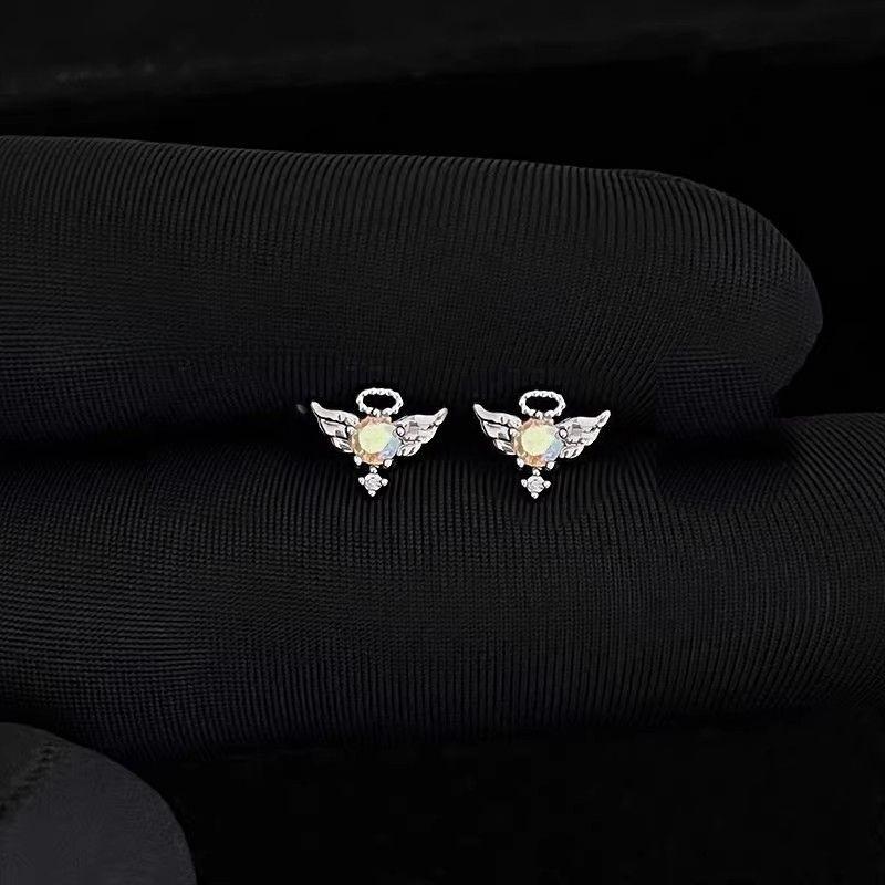 Shiny Angel Wing Earrings Women Personality Ear Bone Stud Jewelry