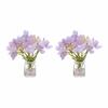 CoCud Mini Flower Dollhouse with Vase, Purple Silk Plastic Miniature Dollhouse Accessory (Compatible Scales: 1:12, 1:8, 1:6 Fairy House) - Set of 2