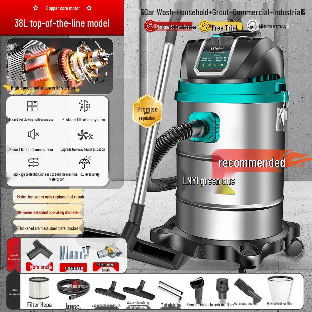 High-Power Industrial Vacuum Cleaner - Large Suction for Home, Auto, Carpet, and Seam Cleaning