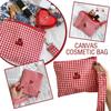 Red cherry canvas makeup bag Red plaid portable Large Capacity cosmetic lipstick storage bag Travel Toiletry Handbag Pouch
