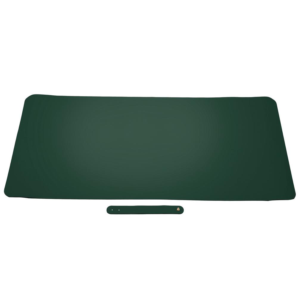 Multifunctional Table Mat Soft Waterproof and OilProof Leather Writing Desk Mouse Pad(Black Green )