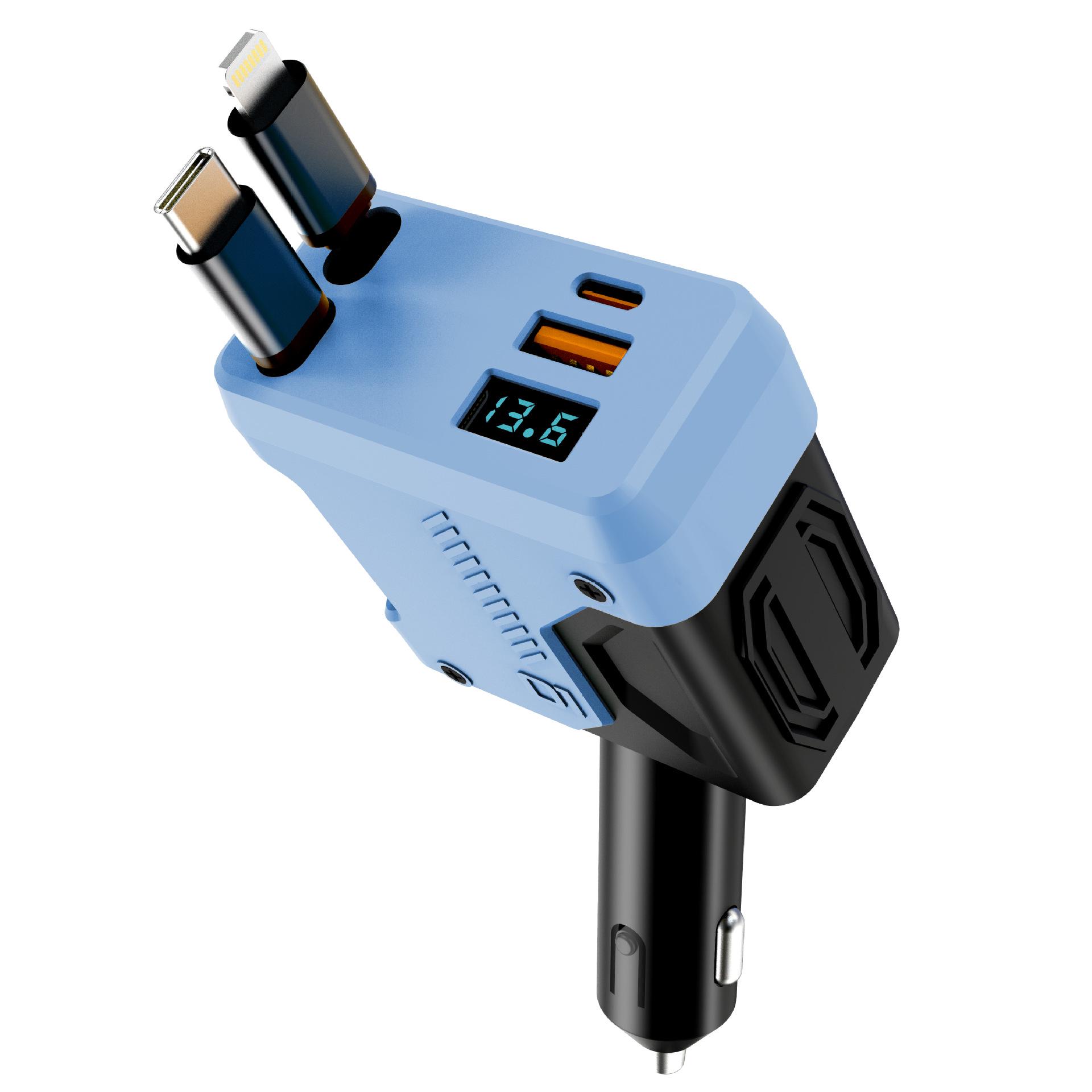 

4-in-1 Retractable Cable Fast Car Charger & Multifunctional Cigarette Lighter Converter Plug