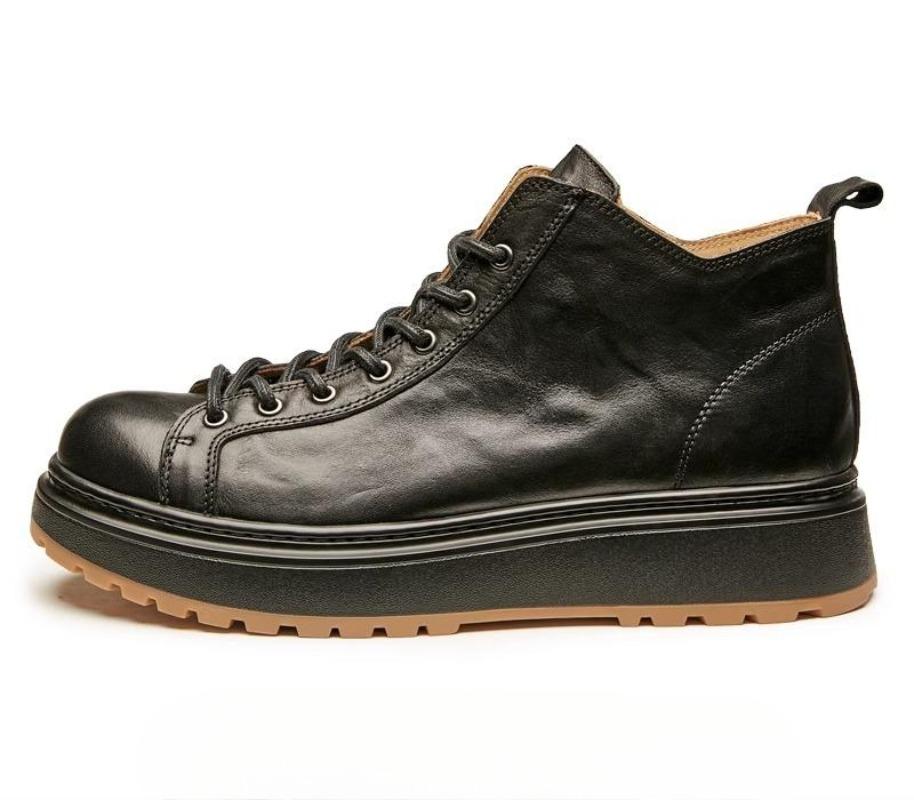 Bo Wei Leather Black High-Top Martin Boots Men'S British Trend Versatile Leather Shoes Handsome Tooling Chelsea Boots