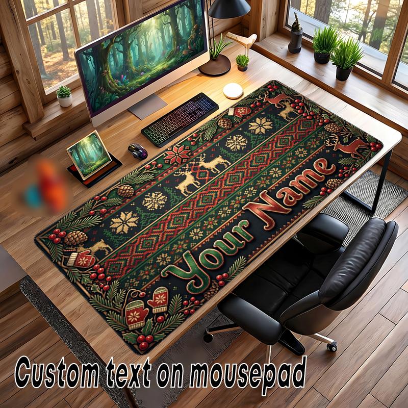 Christmas Custom Name Printed Mouse Pad Non Slip Desk Mat For Office Gaming Home Use Holiday Gift