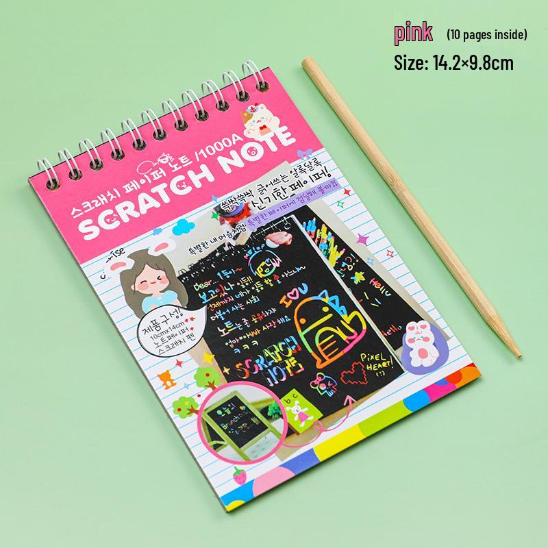 Детская DIY книга-раскраска скретч-арт Граффити и Рисование - На спирали & Творческая для Учеников розовый