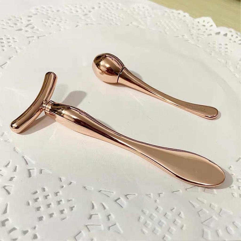 2Pcs Eye Massagers Improve Contours Safe Zinc Alloy T-shaped Facial Rollers for Gift QinHai