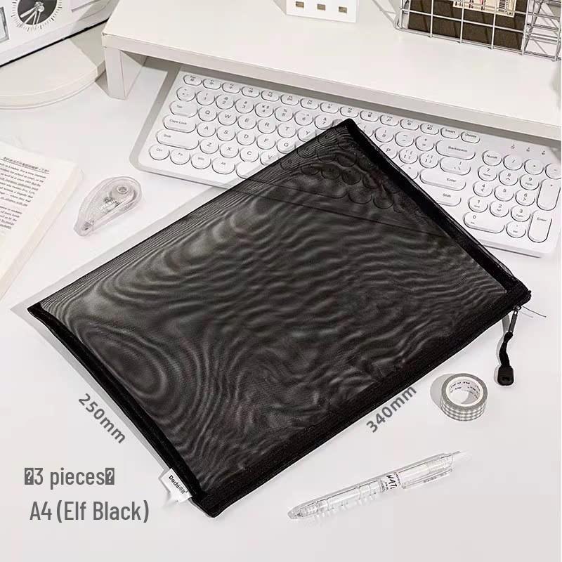 Mesh Document Bag with 6 Zippers - 5 Storage Compartments for Students & Files, Back-to-School Handbag