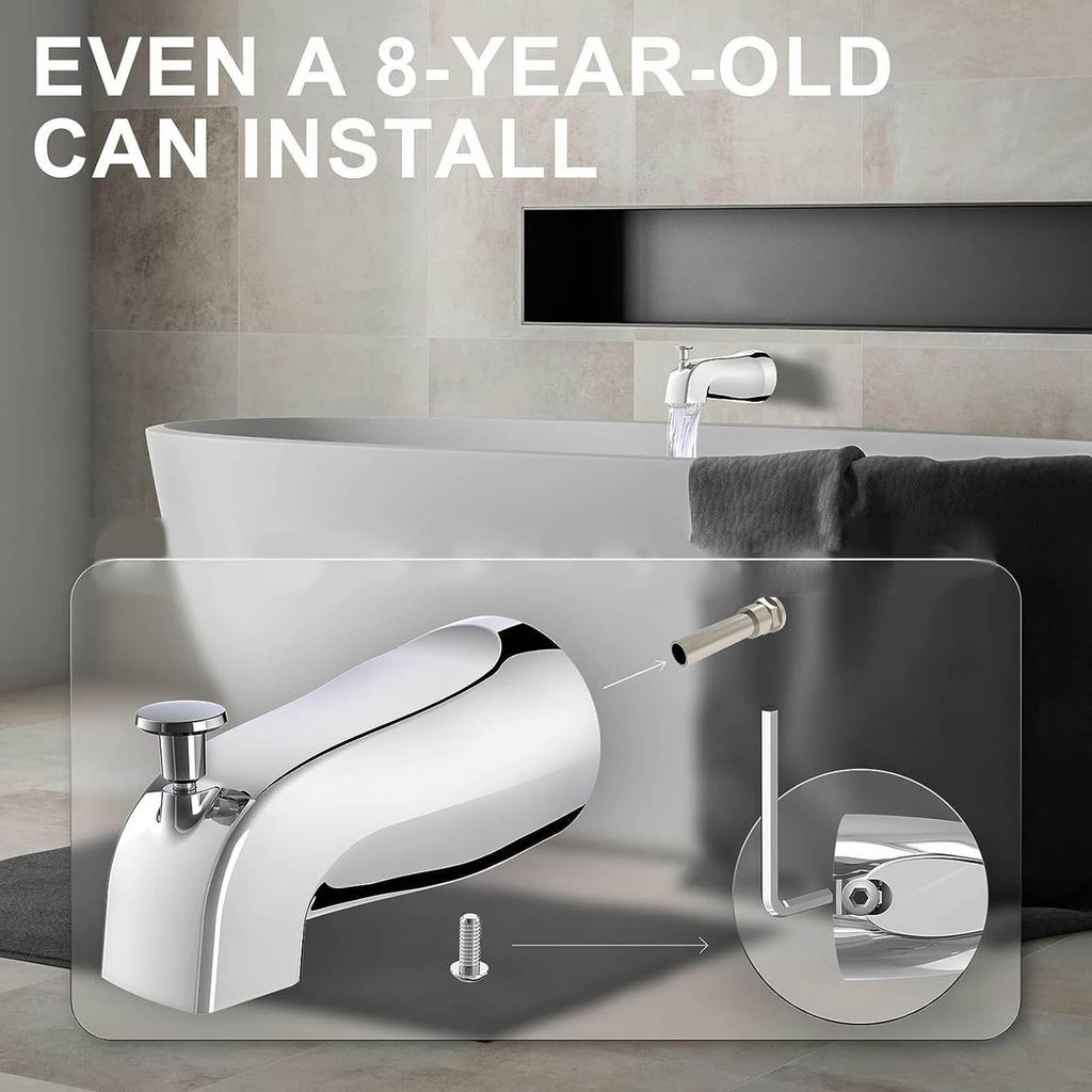 Convenient Pull Down Bathtub Spout Bathtub Diverter Temperature Control Tub Fixture Easy Water Flow Adjustment Alloy