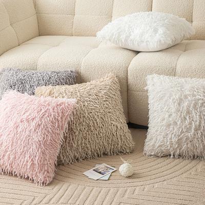 European Style Velvet Pillow Case Modern Simple Sofa Bedside Fur Pillow Cushion Cover Solid Color Plush Pillow
