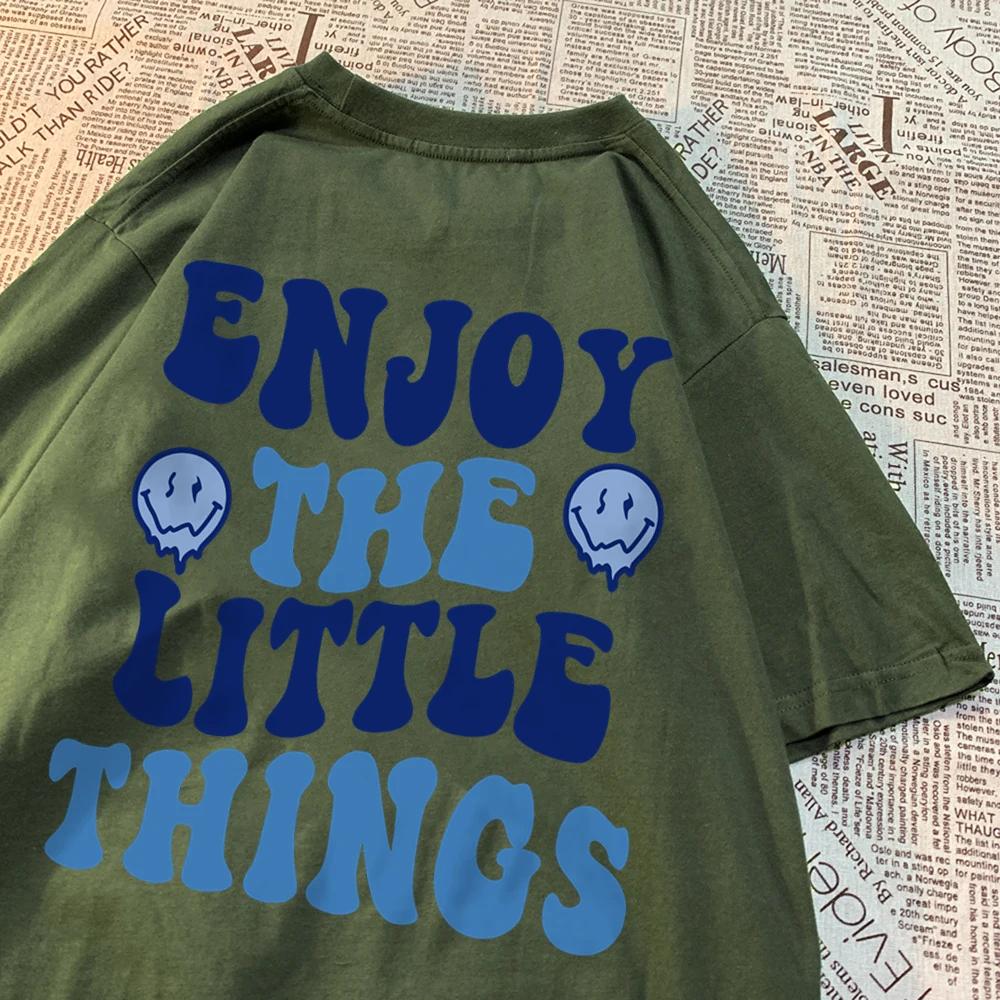 Enjoy The Little Things Letter Men T-Shirt Harajuku O-Neck Tshirts Cartoons Sweat Tee Clothes Fashion Personality Mens Tshirt