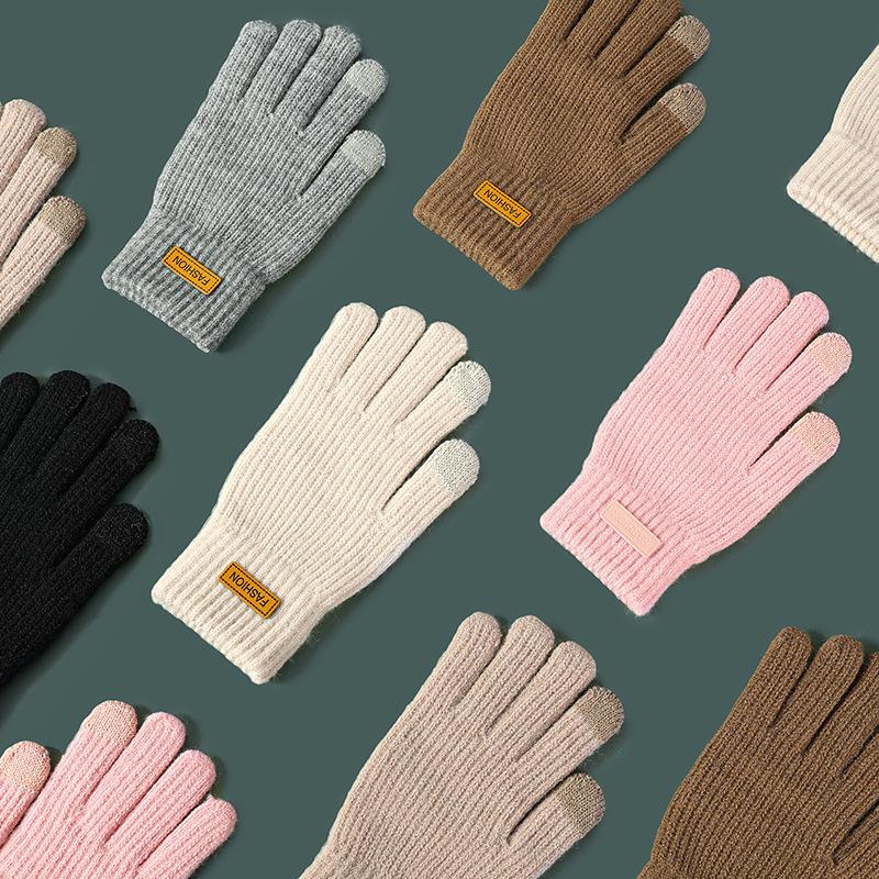 Dopamine Color Flip-Top Wool Knit Gloves for College Students - Unisex, Warm, Half-Finger, Autumn & Winter